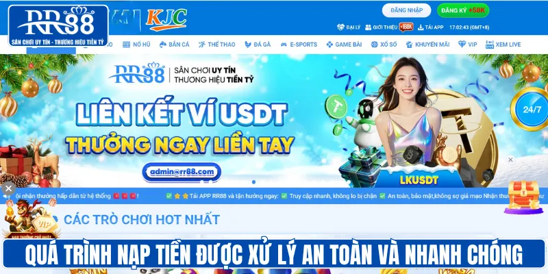 Quá trình nạp tiền GG88 an toàn nhanh chóng